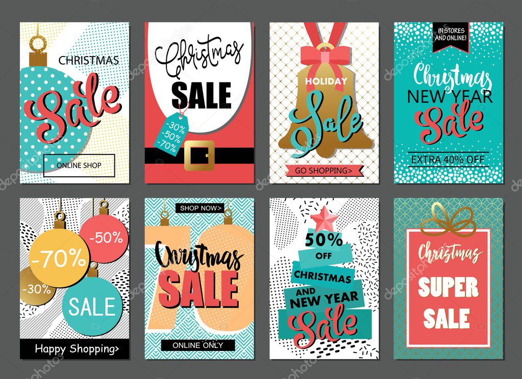 Set of sale holiday banner templates 