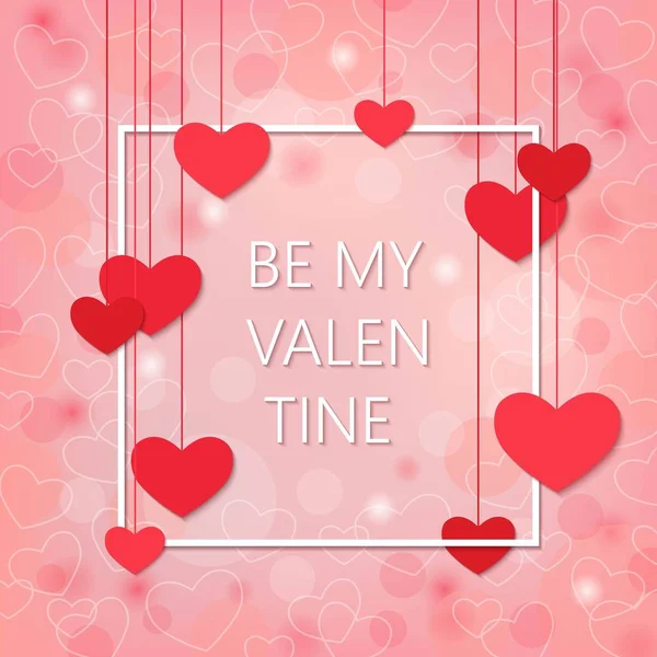 Будь моим Валентином романтиком и любовным фоном с сердцем. С Днем Святого Валентина . — стоковый вектор