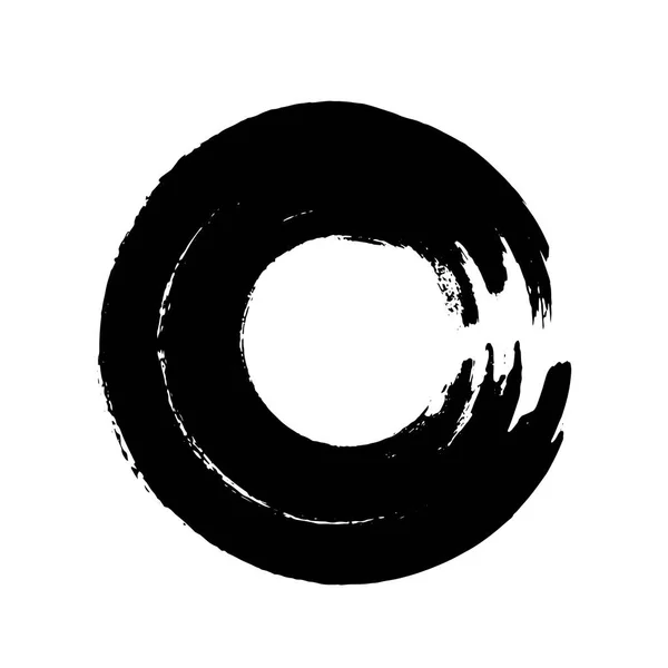 Forma de círculo grunge dibujado a mano. Etiqueta, elemento de diseño de logotipo, marco. Cepille onda abstracta. Ilustración vectorial . — Archivo Imágenes Vectoriales