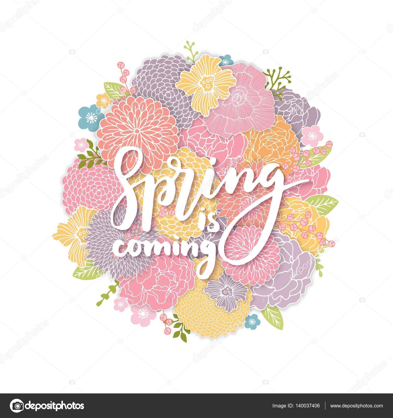 Primavera sfondo Design con mano variopinta fiori disegnati Sfondo luminoso per primavera stagionale tappezzeria — Vettoriali di Olga C