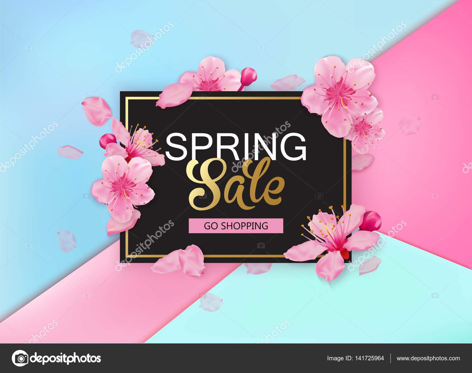 Spring sale background with flowers. Season discount banner design with
