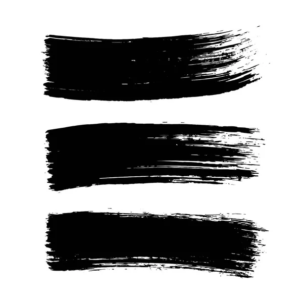 Set de vopsea neagră trasă manual, lovituri de perie de cerneală, perii, linii. Elemente de design grunge murdar, cutii, cadre pentru text . — Vector de stoc
