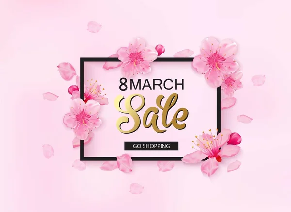 8 march sale spring background — Stock Vector