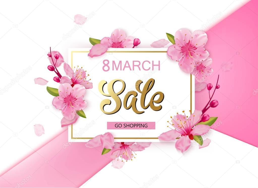 8 march sale spring background