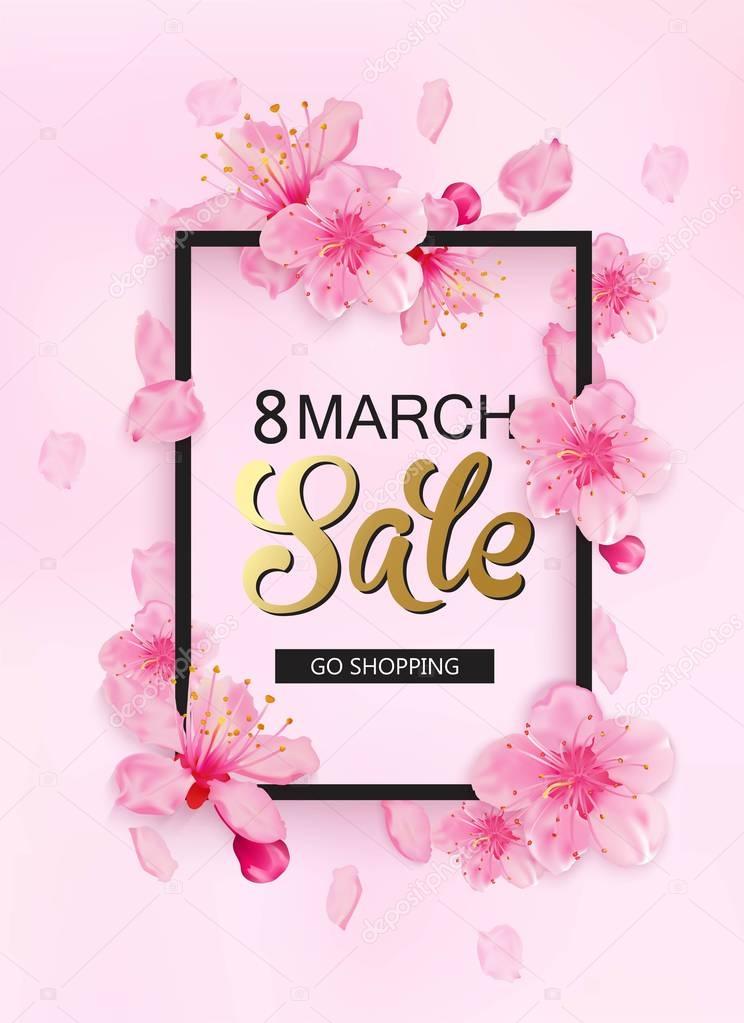 8 march sale spring background