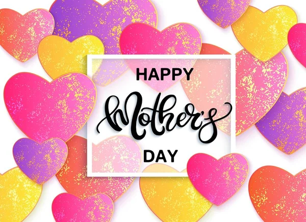 Feliz Día de las Madres banner vector con corazones coloridos . — Archivo Imágenes Vectoriales