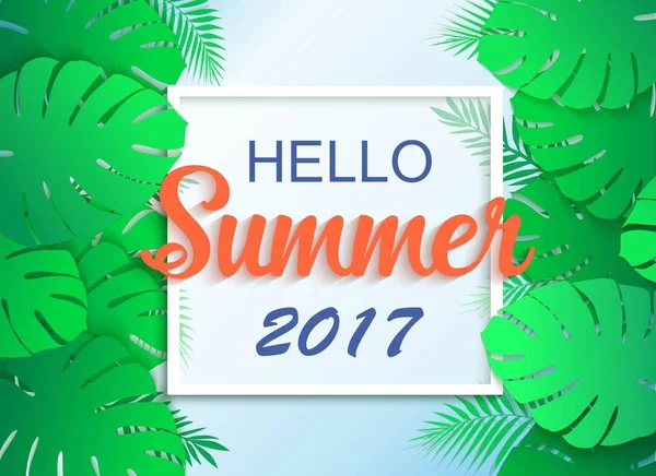 Olá verão 2017 fundo tropical universal —  Vetores de Stock