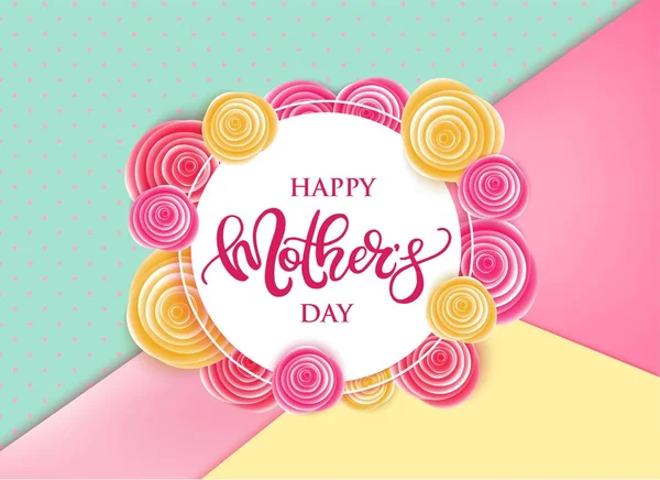 Happy Mothers Day vector poster with flowers. — Stock Vector