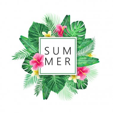 Tasarım yaz egzotik ve tropic arka plan.