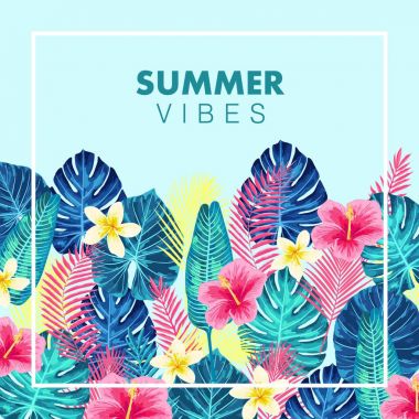 Tasarım yaz egzotik ve tropic arka plan.