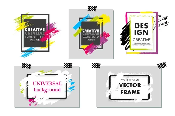 Set of painted brush frames, quote backgrounds. — Stock Vector