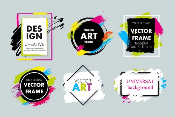 Set of painted brush frames, quote backgrounds. — Stock Vector