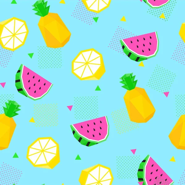 Summer seamless pattern watermelon, pineapple. — Stock Vector