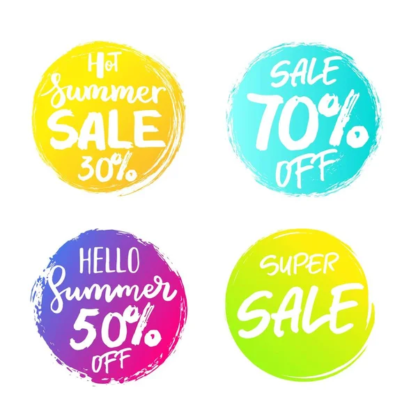 Conjunto de círculos coloridos de venda de verão, sinais — Vetor de Stock