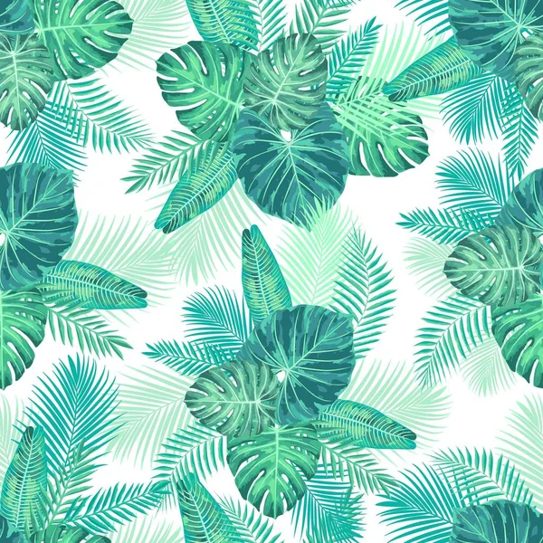 Nahtlose tropische exotische Palmblätter. — Stockvektor