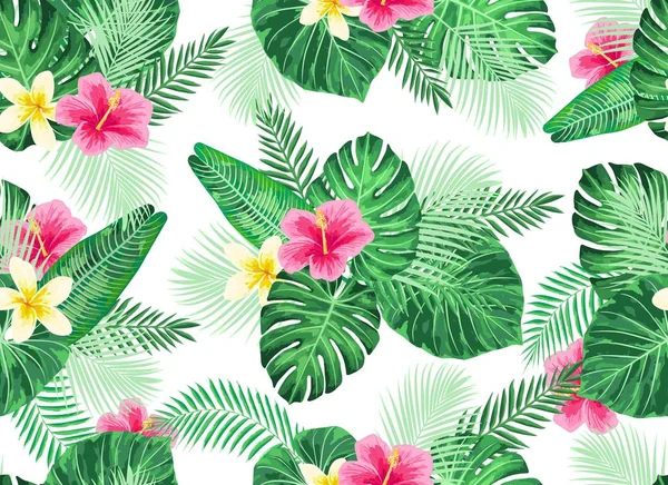 Padrão de folhas de palma exóticas tropicais sem costura . — Vetor de Stock