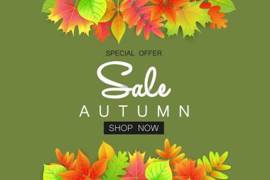 Alışveriş için yaprakları ile sonbahar satışı büyük başlığı.