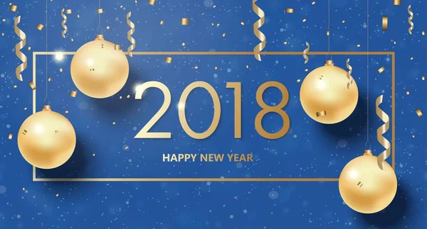 Frohes neues Jahr 2018 goldene Zahlen Design. — Stockvektor