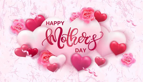 Happy Mothers day background with hearts — Stock Vector