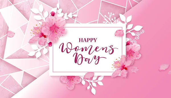 Feliz día de las mujeres. 8 de marzo con flores — Vector de stock