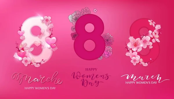 8 conception de mars, illustration heureuse de la journée des femmes . — Image vectorielle