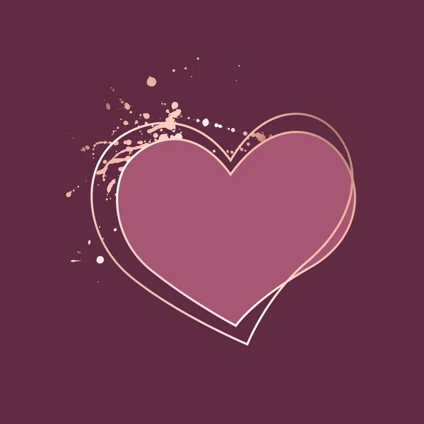 Conjunto de marco en forma de corazón con textura de oro rosa, salpicaduras brillantes. Diseño del día de San Valentín . — Archivo Imágenes Vectoriales