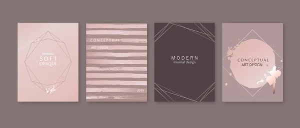 Modern kortdesign. Handritad bakgrund. Guld, rosa broschyr, flygblad, inbjudningsmall. — Stock vektor