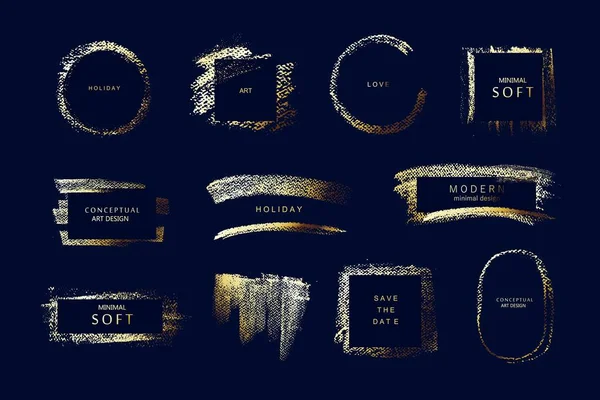Gouden folie grunge textuur. Glanzende glamour achtergrond, logo vorm, branding stijl, kaart, uitnodiging. — Stockvector