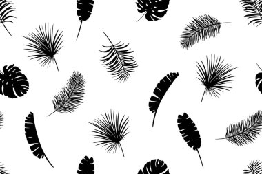 Egzotik tropik yaprakları olan kusursuz bir desen. Bitmek bilmeyen yaz arkaplanı, duvar kağıdı.