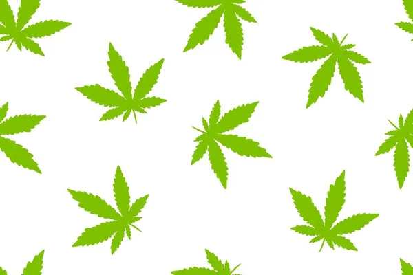 Patrón sin costuras con hojas verdes de marihuana. Cannabis fondo sin fin . — Archivo Imágenes Vectoriales