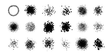 Sanatsal yaratıcı fırçalar, noktalı çizgiler, sıçramış daireler, düşüşler..