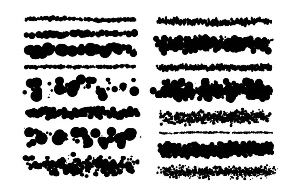 Set Van Articstische Creatieve Borstels Lijnen Met Stippen Spaltters Cirkelvlekken — Stockvector