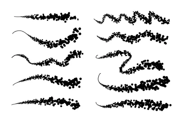 一组有艺术创意的刷子 带有圆点的线条 飞溅圆点 — 图库矢量图片