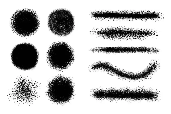 芸術的な創造的なブラシのセット ドットのライン スパターサークルスポット ドロップ — ストックベクタ