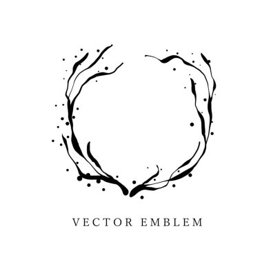 El çizimi siyah yosun. Özet, çizgi film, noktalı dövme tasarımı.