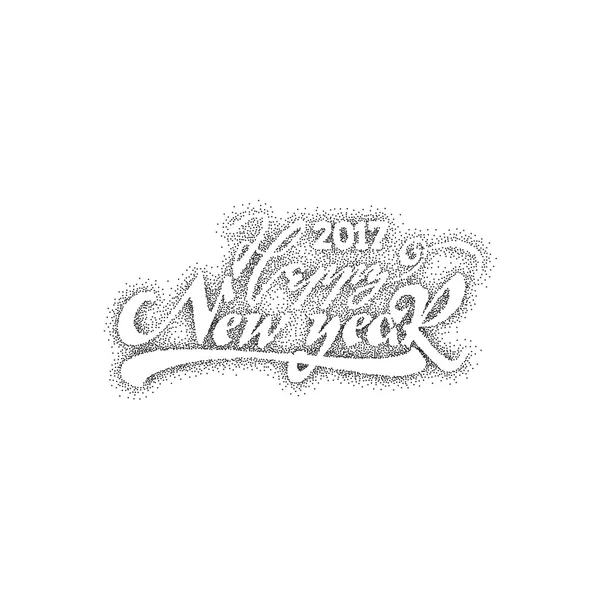 Buon Natale e felice anno nuovo 2017, disegnato a mano Dotwork. Calligrafia vettoriale fatta a mano per il tuo design — Vettoriale Stock