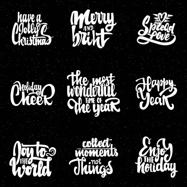 Веселий Різдво, Меррі і яскраво, насолоджуватися святом, поширення любов, роком, самий чудовий час, ура, радість світу. Xmas дизайн. буквене позначення колекції. — стоковий вектор