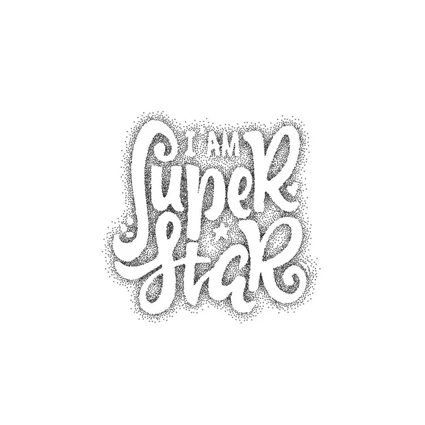 Super star-pointillisme. Kalligrafische flard. Unieke aangepaste tekens. Hand belettering voor Designs - emblemen, badges, ansichtkaarten, posters, wordt afgedrukt. Moderne borstel handschrift typografie. — Stockvector