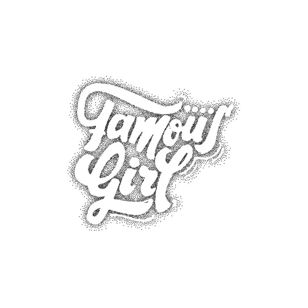 Uma rapariga famosa. Pointillismo - patch caligráfico. Personagens personalizados exclusivos. Letras de mão para desenhos - logotipos, distintivos, cartões postais, cartazes, impressões. Escova moderna letra Tipografia . — Vetor de Stock