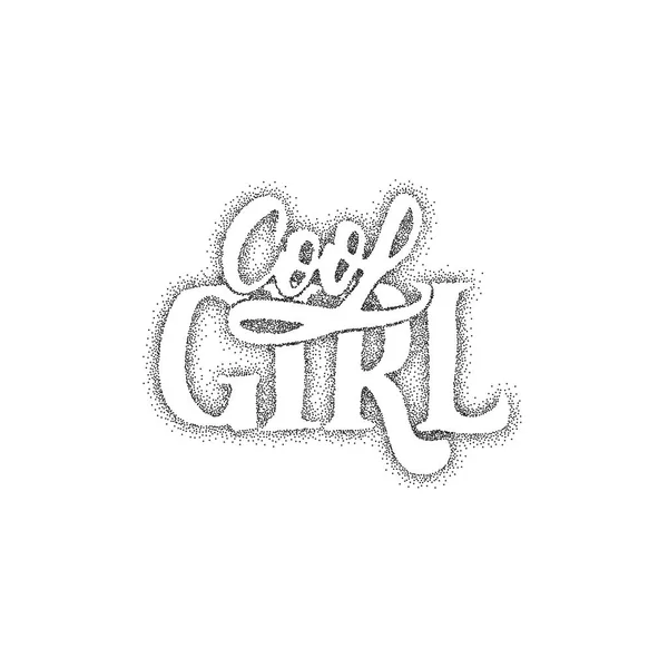 Cool meisje. Pointillisme - kalligrafische patch. Unieke aangepaste tekens. Hand belettering voor Designs - emblemen, badges, ansichtkaarten, posters, wordt afgedrukt. Moderne borstel handschrift typografie. — Stockvector