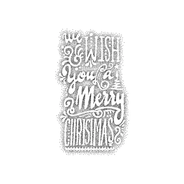 We wish you a merry christmas- hand-lettering dotwork text . Handmade vector calligraphy for your design — Stock Vector