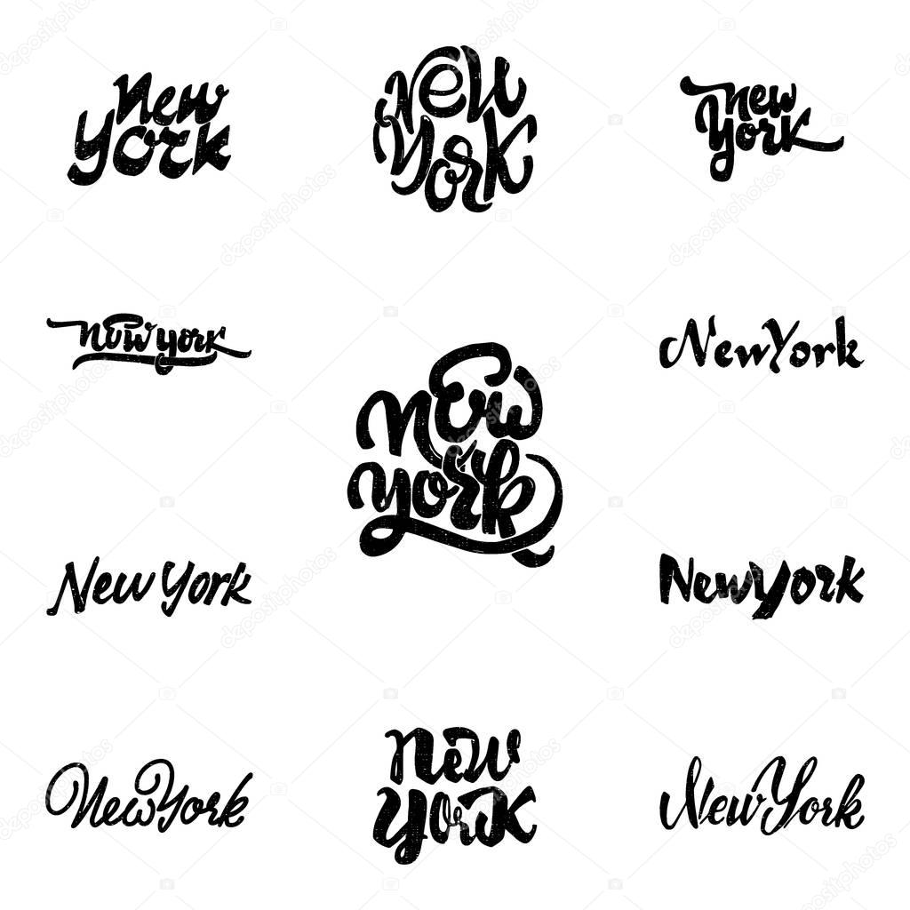 New York - Badge drawn by hand, using the skills of calligraphy and lettering, collected in accordance with the rules of typography.