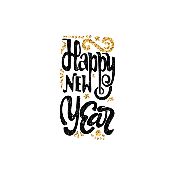 Feliz año nuevo 2017 texto de letras de oro. Caligrafía vectorial hecha a mano para su diseño — Archivo Imágenes Vectoriales