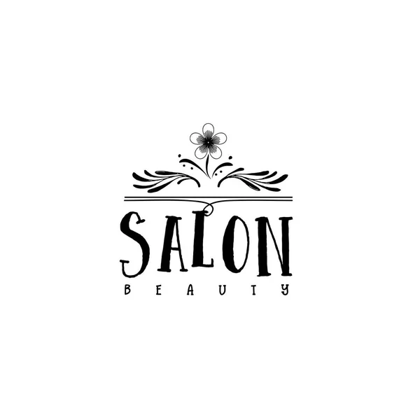 Insignia para pequeñas empresas - Salón de belleza. Pegatina, sello, logotipo - para el diseño, hecho a mano. Con el uso de elementos florales, caligrafía y letras — Archivo Imágenes Vectoriales