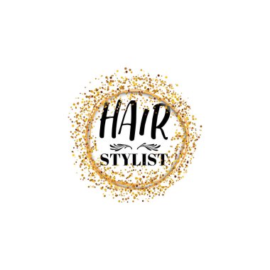 Küçük işletmeler - Güzellik Salonu saç stilisti için rozet. Etiket, damga, logo - tasarım için yapılan el. Çiçek öğeleri, hat ve yazı kullanımı ile