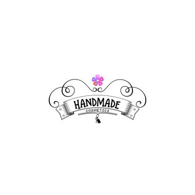 -Kozmetik logo Sticker, damga, logo - tasarım için tasarım, bir parçası olarak yapılmış eller rozet. Çiçek öğeleri, hat ve yazı kullanımı ile