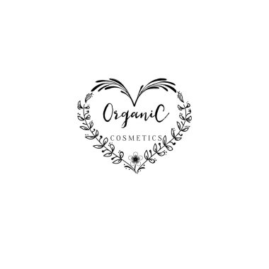 -Kozmetik logo Sticker, damga, logo - tasarım için tasarım, bir parçası olarak yapılmış eller rozet. Çiçek öğeleri, hat ve yazı kullanımı ile