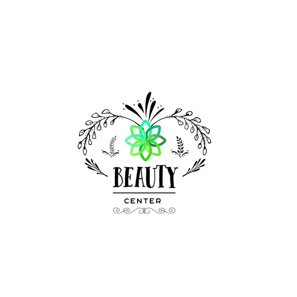 Emblema como parte do design - logotipo de cosméticos Adesivo, carimbo, logotipo - para design, mãos feitas. Com o uso de elementos florais, caligrafia e letras — Vetor de Stock