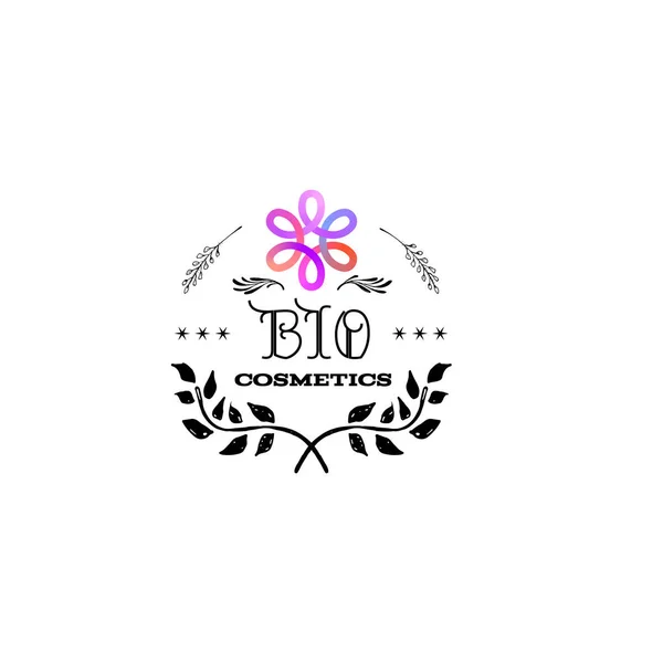Badge as part of the design - Cosmetics logo Sticker, stamp, logo - for design, hands made. With the use of floral elements, calligraphy and lettering — Stock Vector