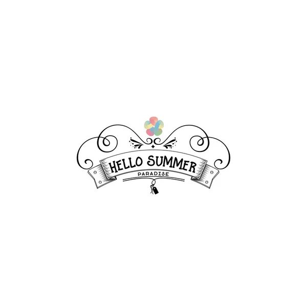 Badge als onderdeel van het ontwerp - zomer. Sticker, stempel, logo - handen gemaakt. Met het gebruik van bloemen elementen, kalligrafie en belettering — Stockvector